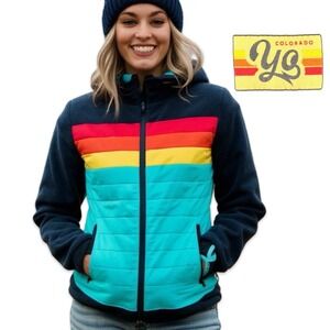 YoColorado Ladies Rainbow Stripe Jacket - Teal/Navy